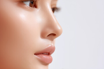 鼻筋の美しい韓国人女性の横顔ポートレート Beautiful Korean Woman's Elegant Side Profile