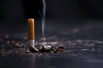 World No Tobacco Day Concept Stop Smoking.tobacco cigarette butt on the floor